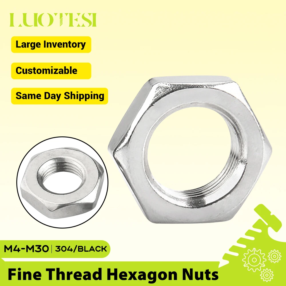 1-10pcs Hexagon Fine Left Thread Nut 304 Stainless Steel M8 M10 M12 M14 M16 M18 M20 M22 M24 M27 M30 M33 Allen Reverse Nut GB6173
