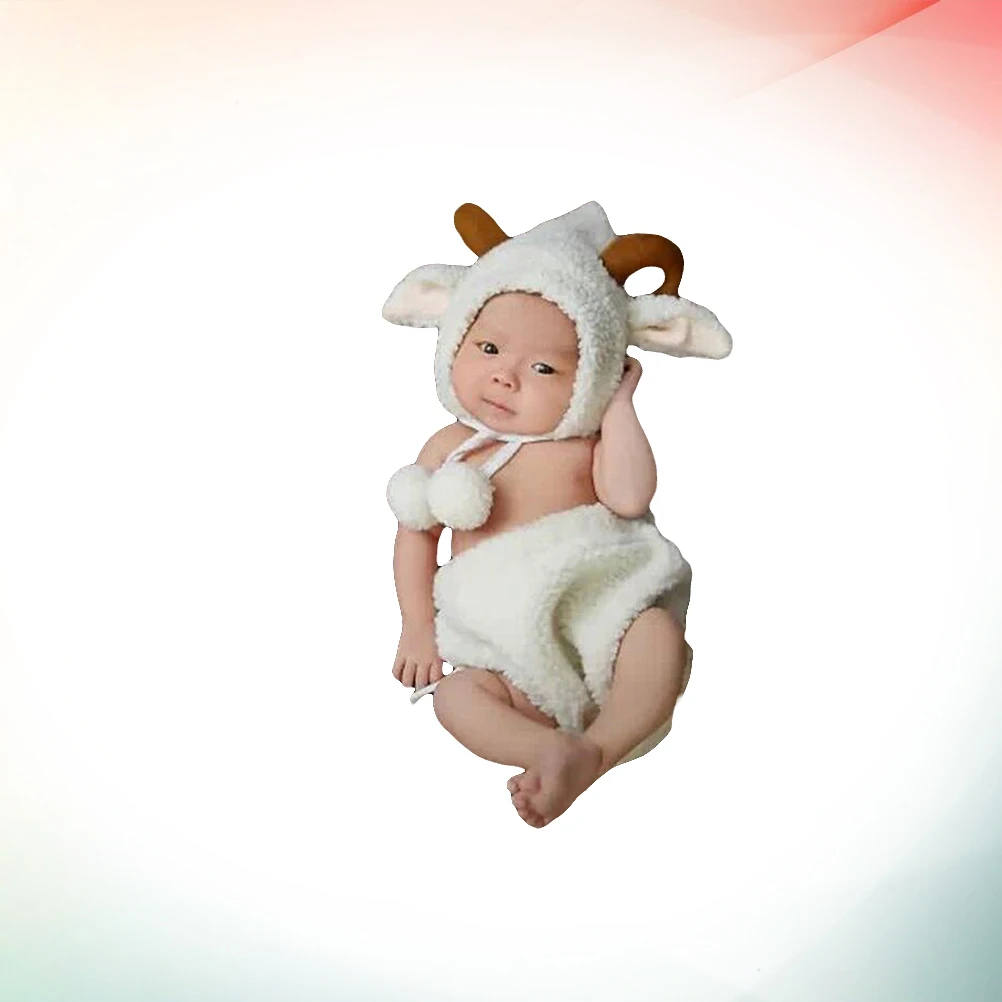 

Baby Photo Suits Adorable Sheep Costume Set White Newborn 0-6 Months Infant Photography Outfit Baby Photoshoot Costume Newborn
