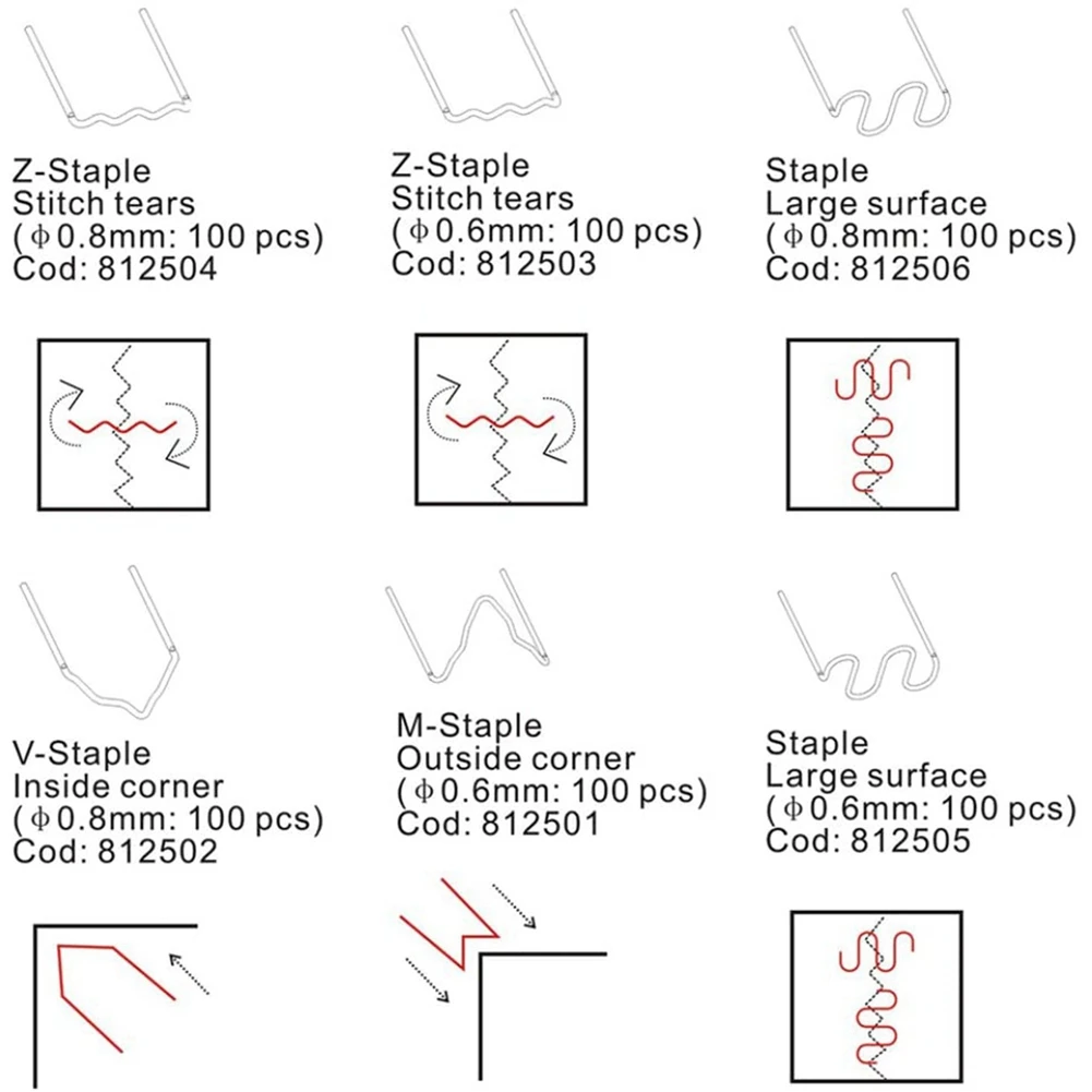 

Набор скоб ABKJ-600PCS для горячего степлера, для ремонта бамперов, сварки пластика, пайки бамперов