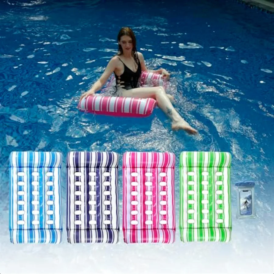 

Iatable Pool Float Mat for Adults 49'' x 28'' Water Lounger with Headrest Lightweight Floating Chair for Pool Beach Lake River