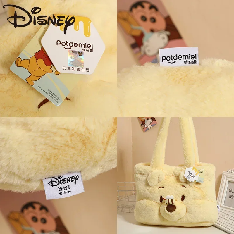 2023 New Original Disney Kawaii Winnie The Pooh Plush Toy Large-Capacity Shoulder Bag Cartoon Leisure Handbag Kid Christmas Gift