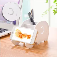 Elephant Wood Box Home Office Desktop Sundries Organizer Stationery Pencil Holder Phone Holder Pen Bracket Stand Storage Rack