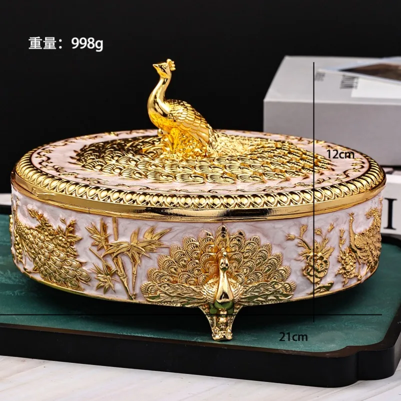Fruit Plate European Creative Nordic Simple Home with Cover Light Luxury Metal Living Room