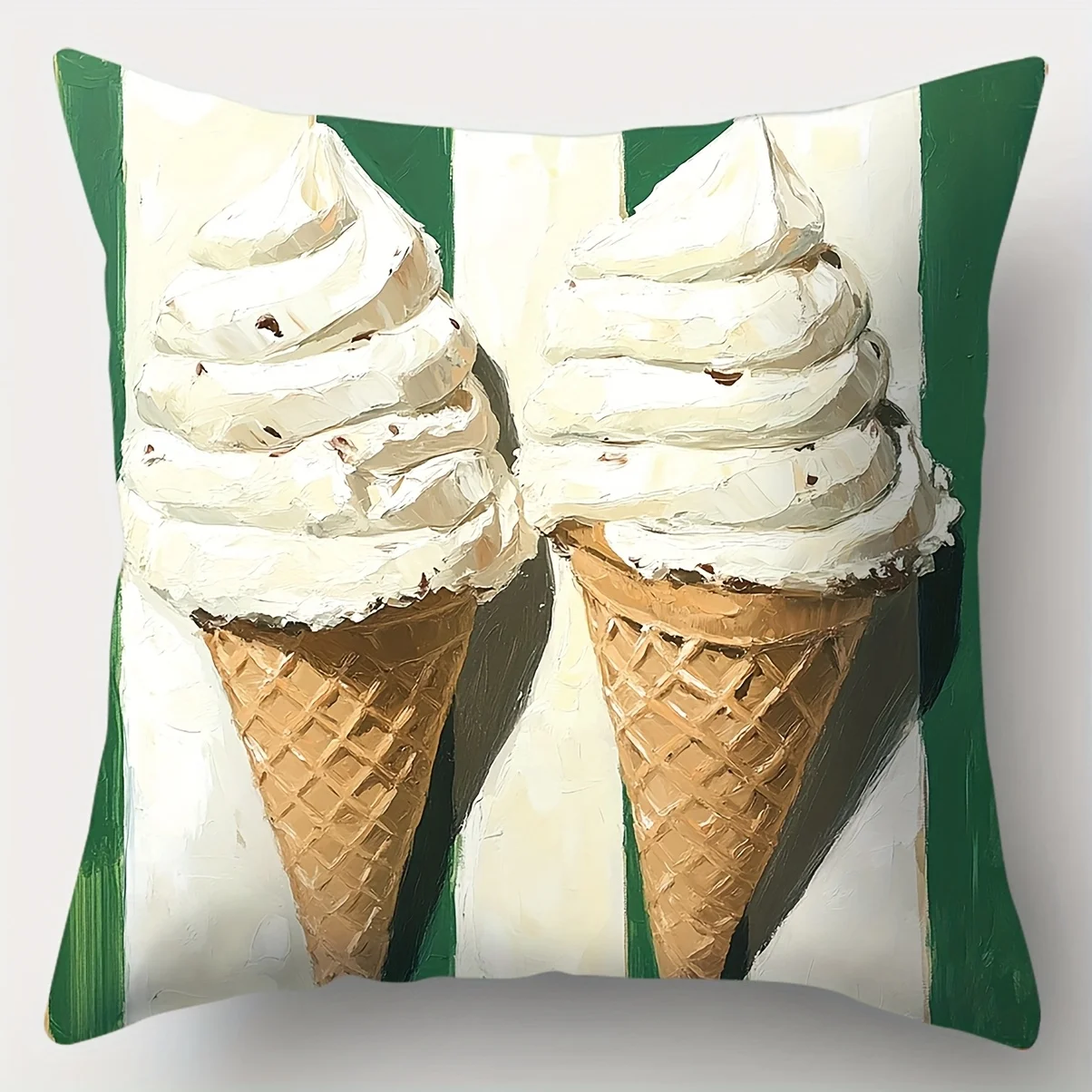 Modern Summer Pillowcase Set Vibrant Fruit & Ice Cream Designs, Polyester, Zip Closure, Bedroom Decor Cushion cover