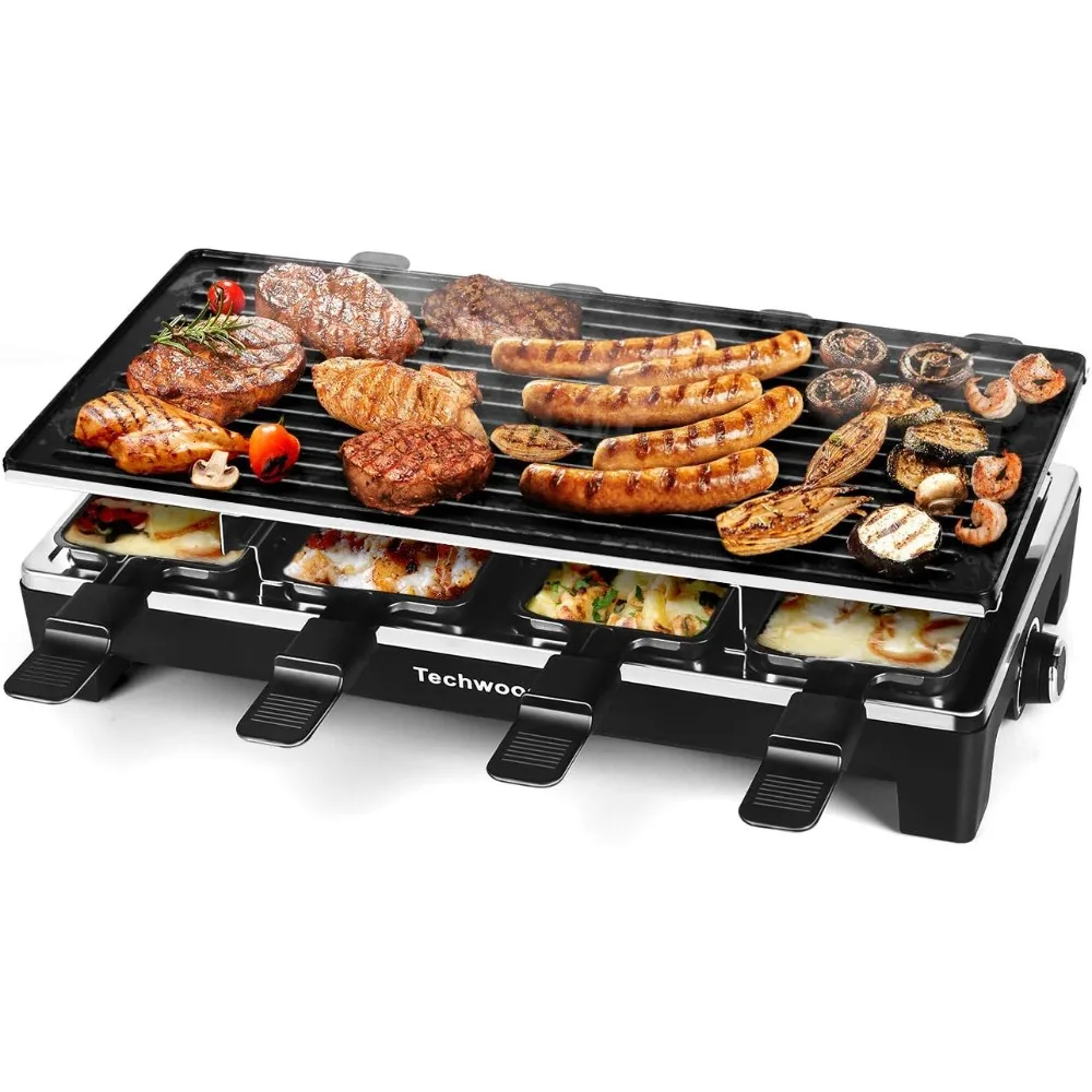 Raclette-Parrilla de mesa para interiores, parrilla eléctrica coreana para barbacoa, placa antiadherente extraíble 2 en 1, calentamiento rápido de 1500W