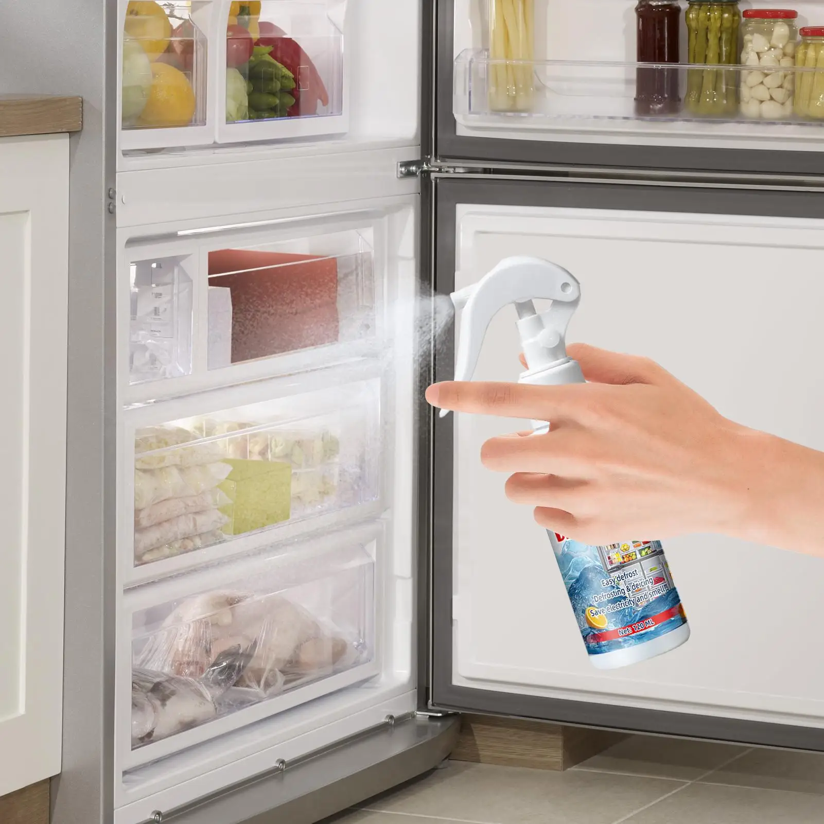 120ml Effective Deices Defrosting Spray Fridge Freezer De Icer Spray For Fridge Freezer Cleans Defrosting Agent For Windshield