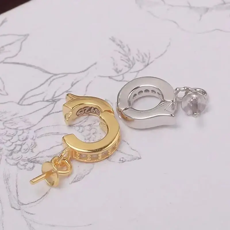 

S925 Sterling Silver Pearl Pendant Setting, DIY Empty Bezel Cup Jewelry Supplies for Craft Making, Hollow Prong Pendant Findings