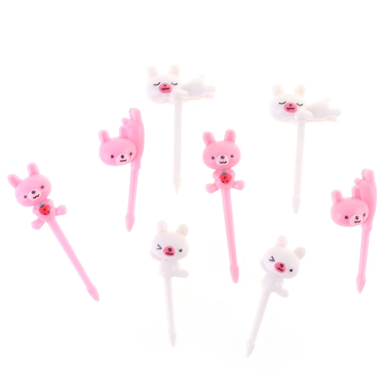 8Pcs Animal Farm Dinosaur Fruit Fork Mini Cartoon Children Snack Cake Dessert Pick Toothpick Bento Lunches Party Decoration