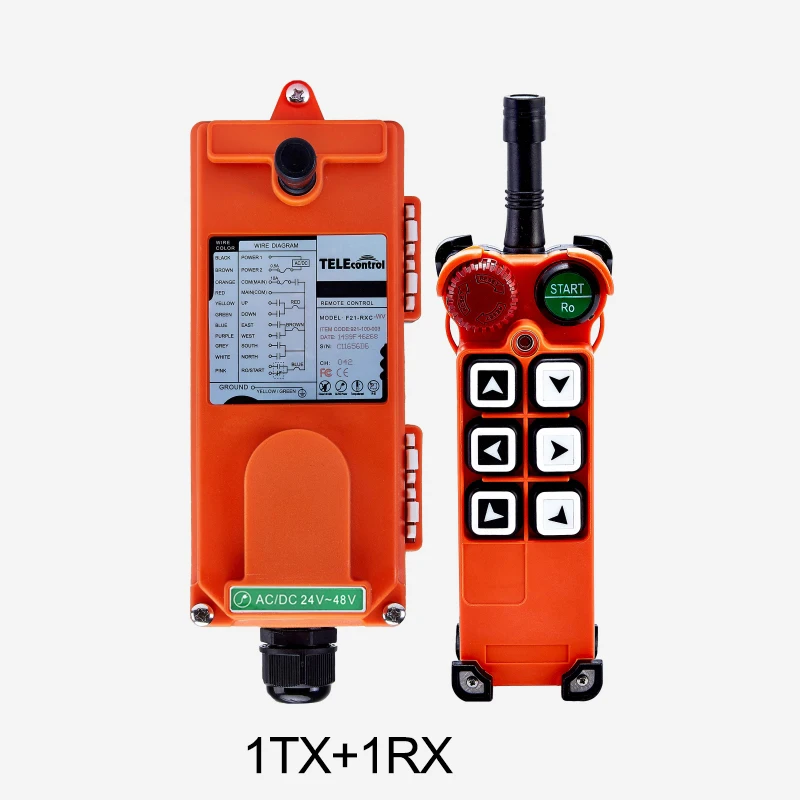 Telecontrol 6 Single Speed Pushbutton Telecrane Industrial Wireless Radio Remote Control F21-E1 for Overhead Crane EOT Operation