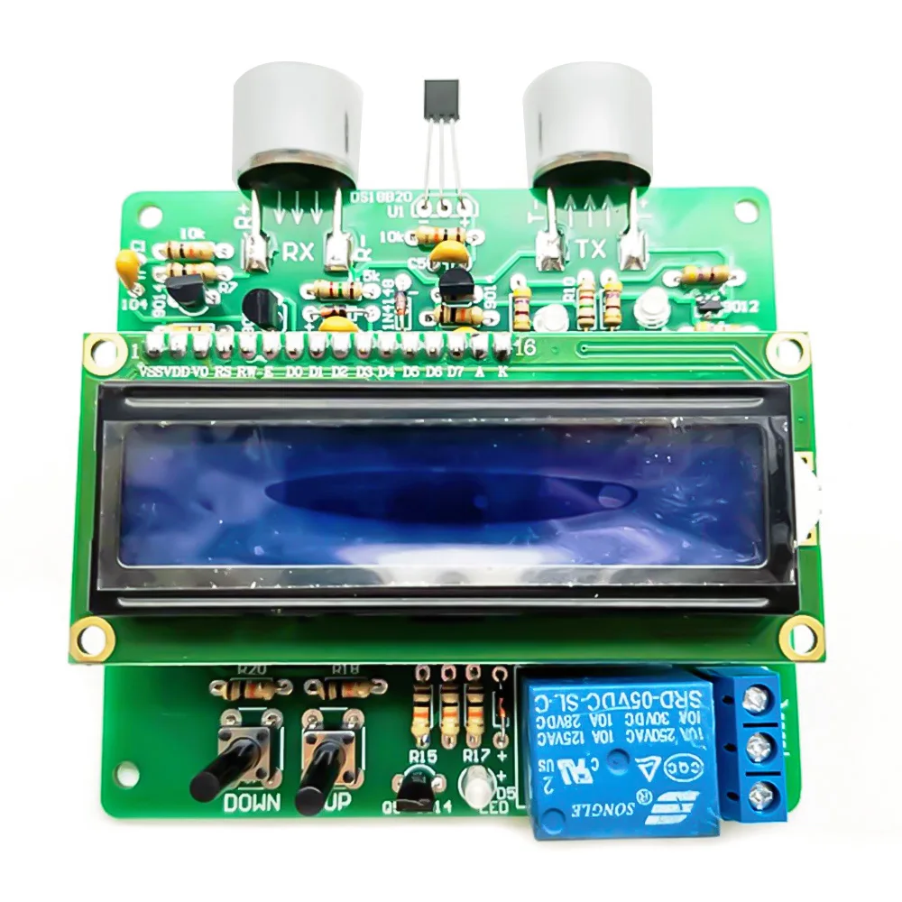 DC 4.5V-5.5V 51 Single-chip Ultrasonic Rangefinder Module 3CM-150CM LCD Display Temperature Alarm Distance DIY