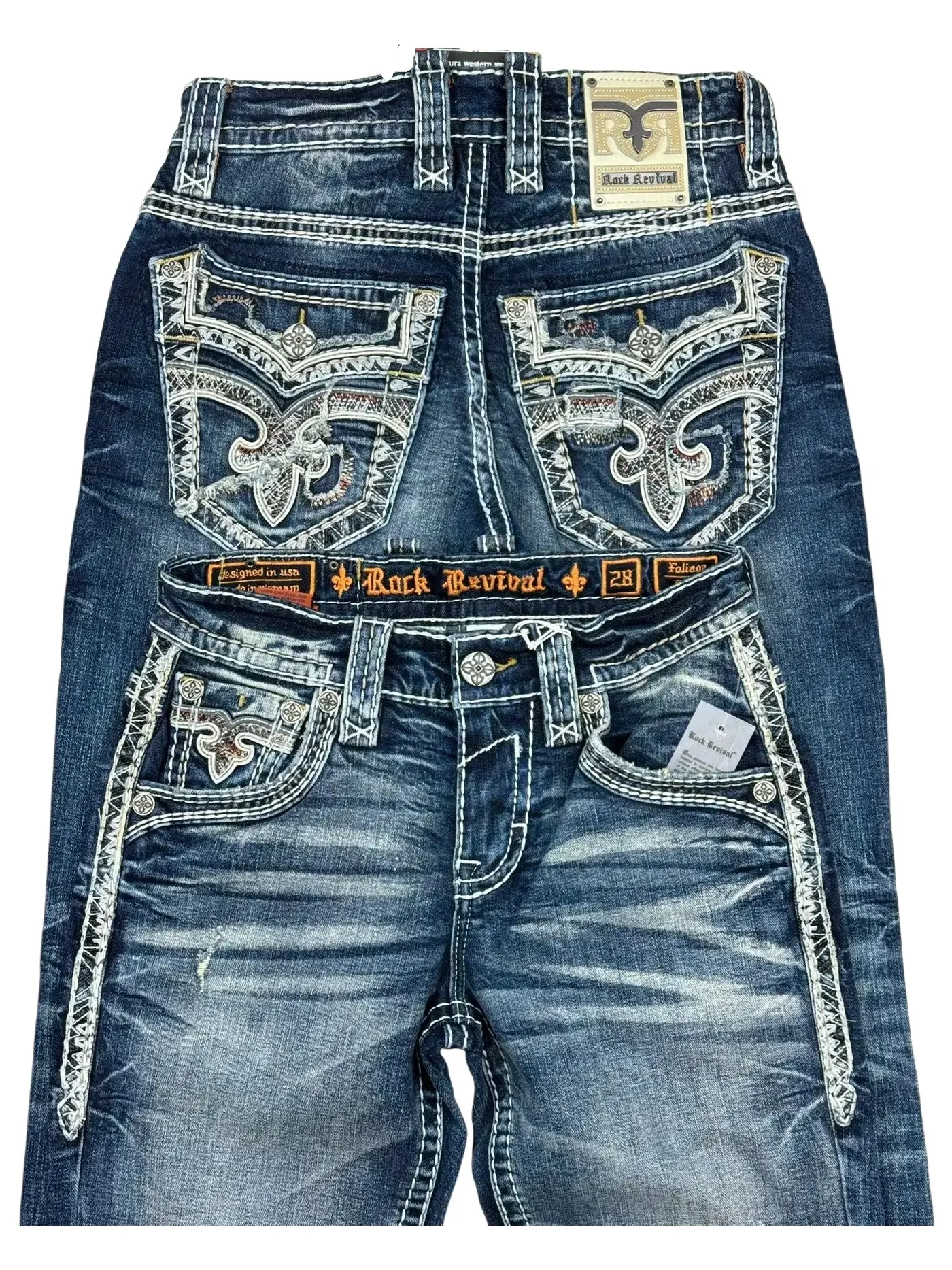 2023 Y2K Neue Revival Herren Jeans Laub Bootcut Frauen Gothic Blau Denim Stickerei Tasche Hip Hop Harajuku Breite Hosen Straße wea