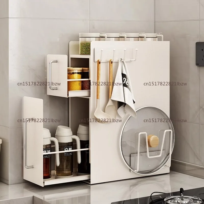 Multi Functional Kitchen Storage Cabinet Countertop Narrow Edge Seasoning Rack Multi-layer Pull-out Seasoning Storage Rack