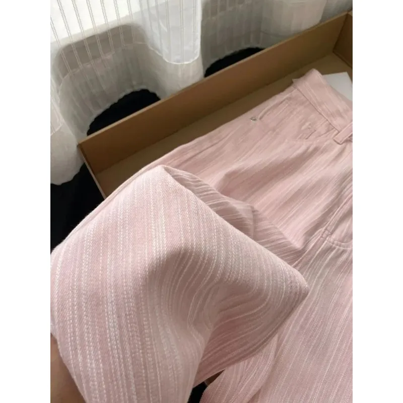 

Striped Wide-leg Jeans for Women Spring Autumn Thin Style New High-waisted Loose Straight-leg Drapey Floor-length Pants