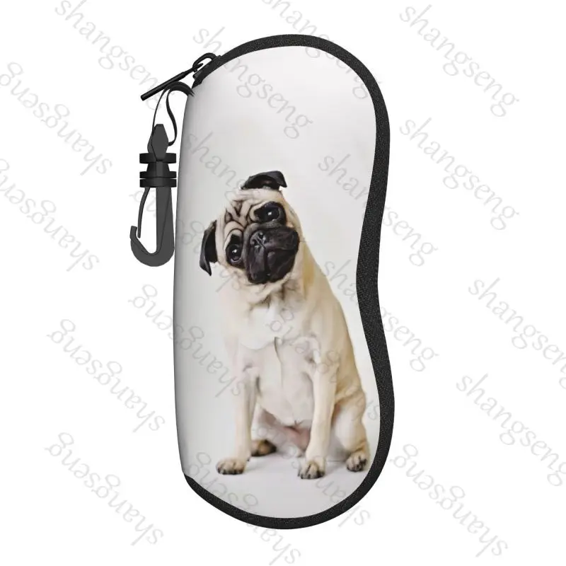 Pug dog Cartoon Glasses Case Sunglasses Soft Case Ultra Light Portable Neoprene Zipper Portable zipper soft-shell