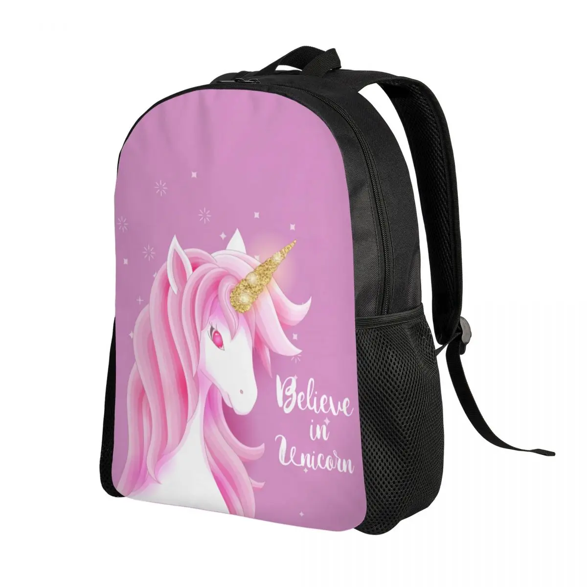 Unicorn Face With Glitter And Antlers Backpacks for Men Women College School Students Bookbag Fits 15 Inch Laptop Bags