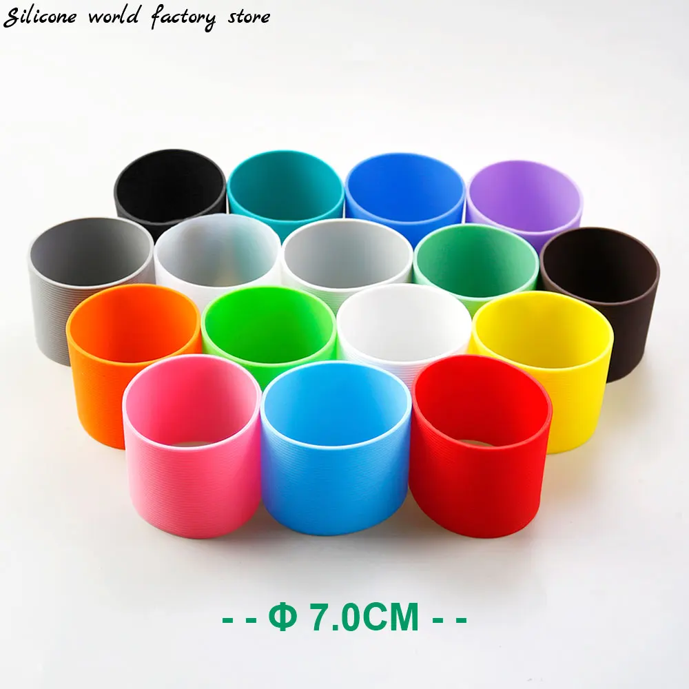 

16 Colors 7.0CM Silicone Cup Cover Stripes Non-slip Heat For Glass Cup Sleeve 70MM Insulated Water Bottle Cup Sleeve