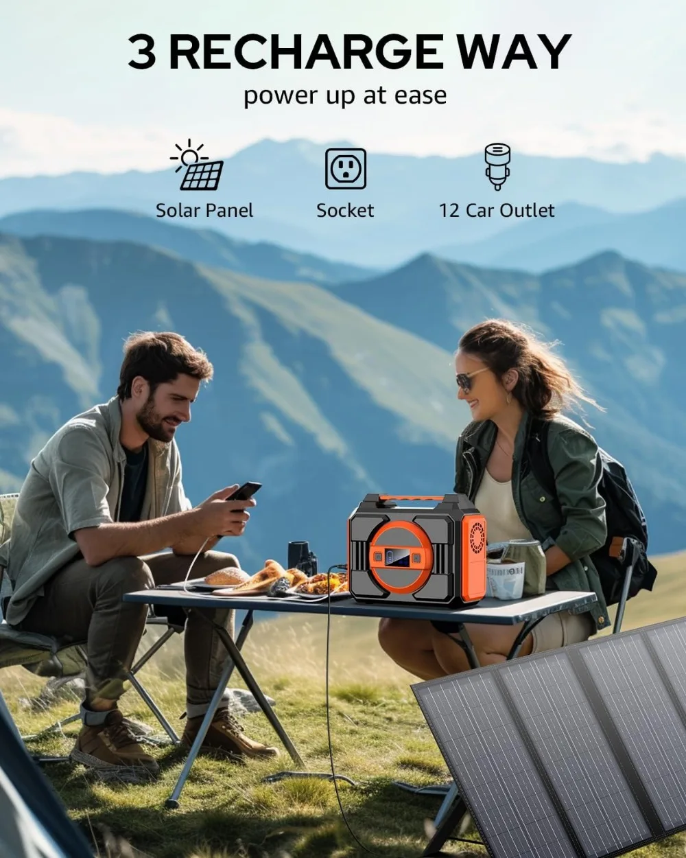 Banca per centrale elettrica portatile con nominale di 300 W (600 W di picco), banca di energia ad energia solare da 220 Wh con 2 prese CA Onda sinusoidale pura da 110 V