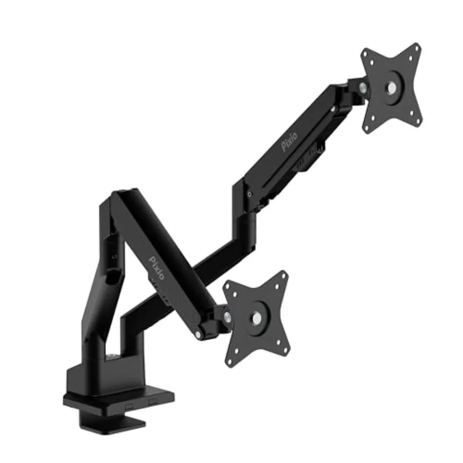 

PS1D Wave Black Dual Monitor Arm Stand Desk Mount for up to 32 inches Monitors and 19.8lbs VESA Compatible with Integrated Cabl