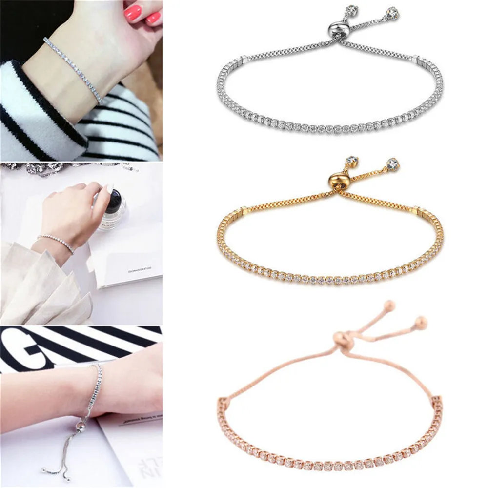 10/20/50Pcs/Lot Creative Bracelet  for Women Inlaid with Zircon Crystal Single Row Adjustable Women's Jewelry Birthday Party G