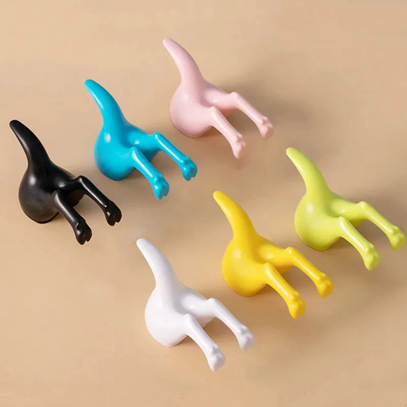 1Pcs Dog Tail Hooks Resin On The Wall Creativity Cute Coat Hook Rack Hanging Decor for Bathroom Kitchen Room Home Accessories