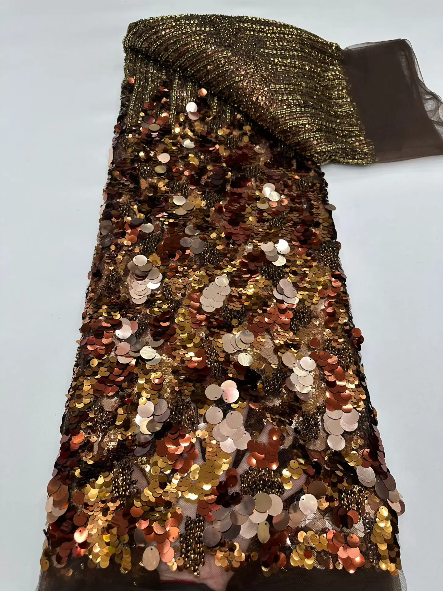 Women's Lace Fabric with Beads And Sequins Heavy Process 5Y Embroidery Wedding Party Dress Series for Autumn