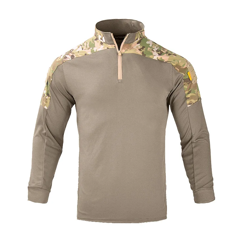 Men's Tactical Long Sleeve Shirt 1/4 Zip Military Combat Top Breathable Quick Dry Outdoor Hiking Hunting Work Shirt