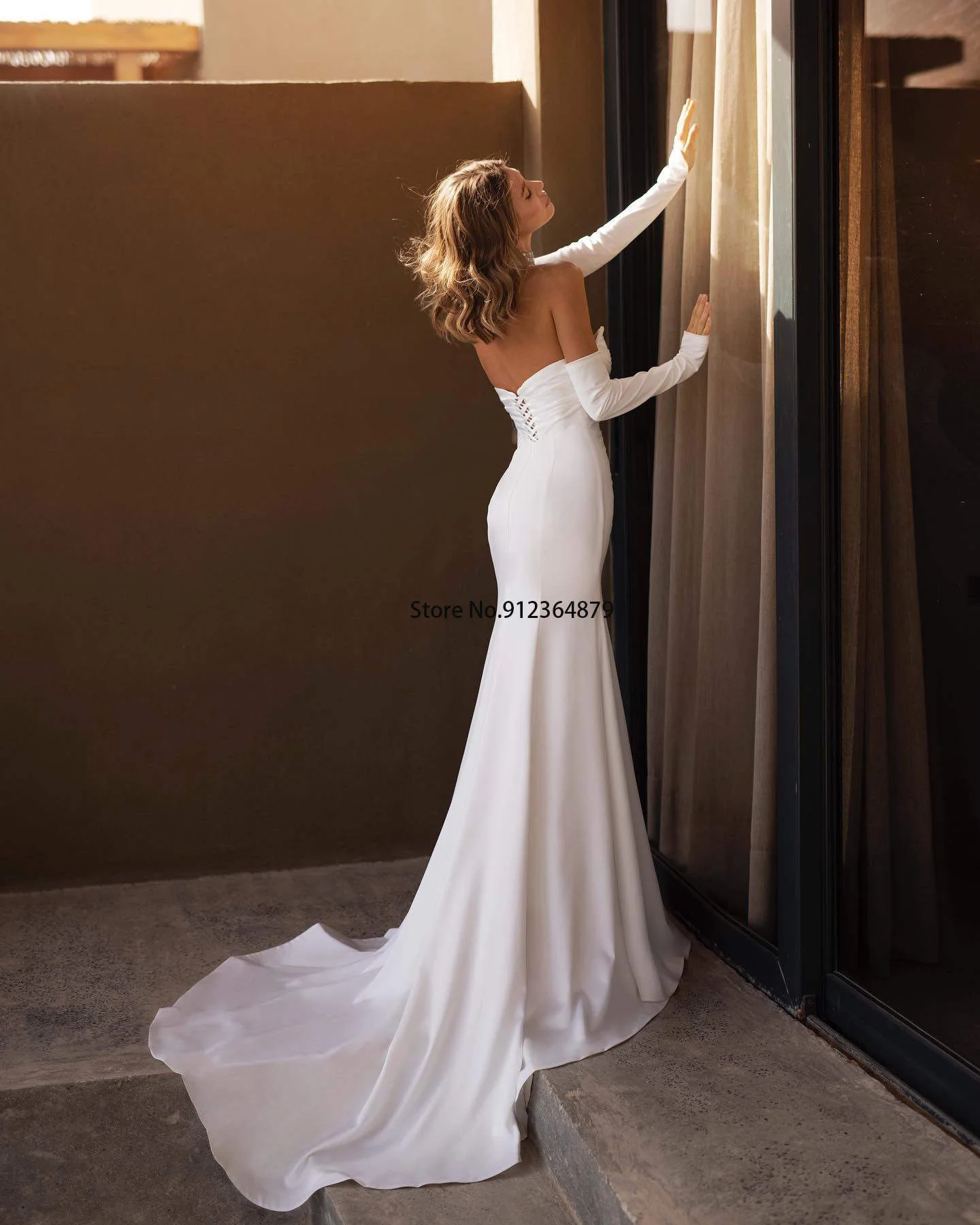 Simple Sweetheart Satin Sheat/Mermaid Wedding Dresses Side Slit Detachable Sleeves Boho Beach Bridal Grown 2023 Rode De Morrie