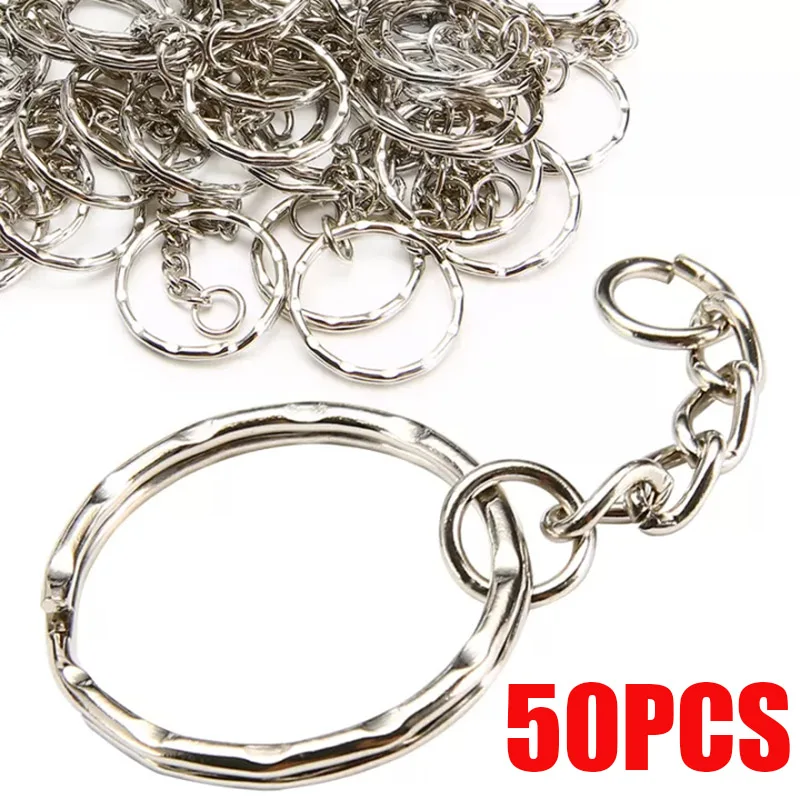 Silver Metal Blank Keyring Keychain, Long Split Keychain