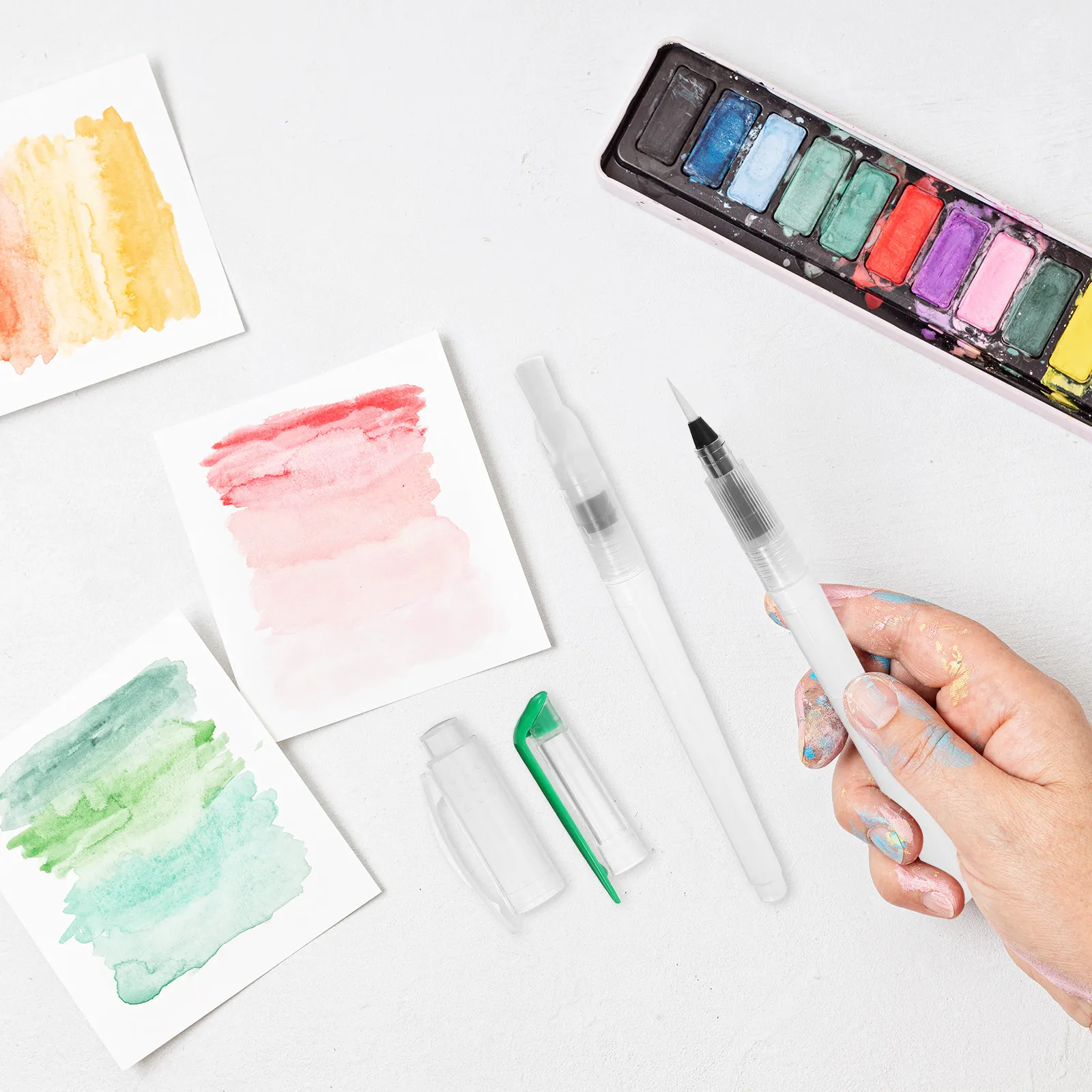 

6Pcs Refillable Water Brush Pens Compact Lightweight Watercolor Brush Pens for Adults Kids Artists Drawing Painting Craft