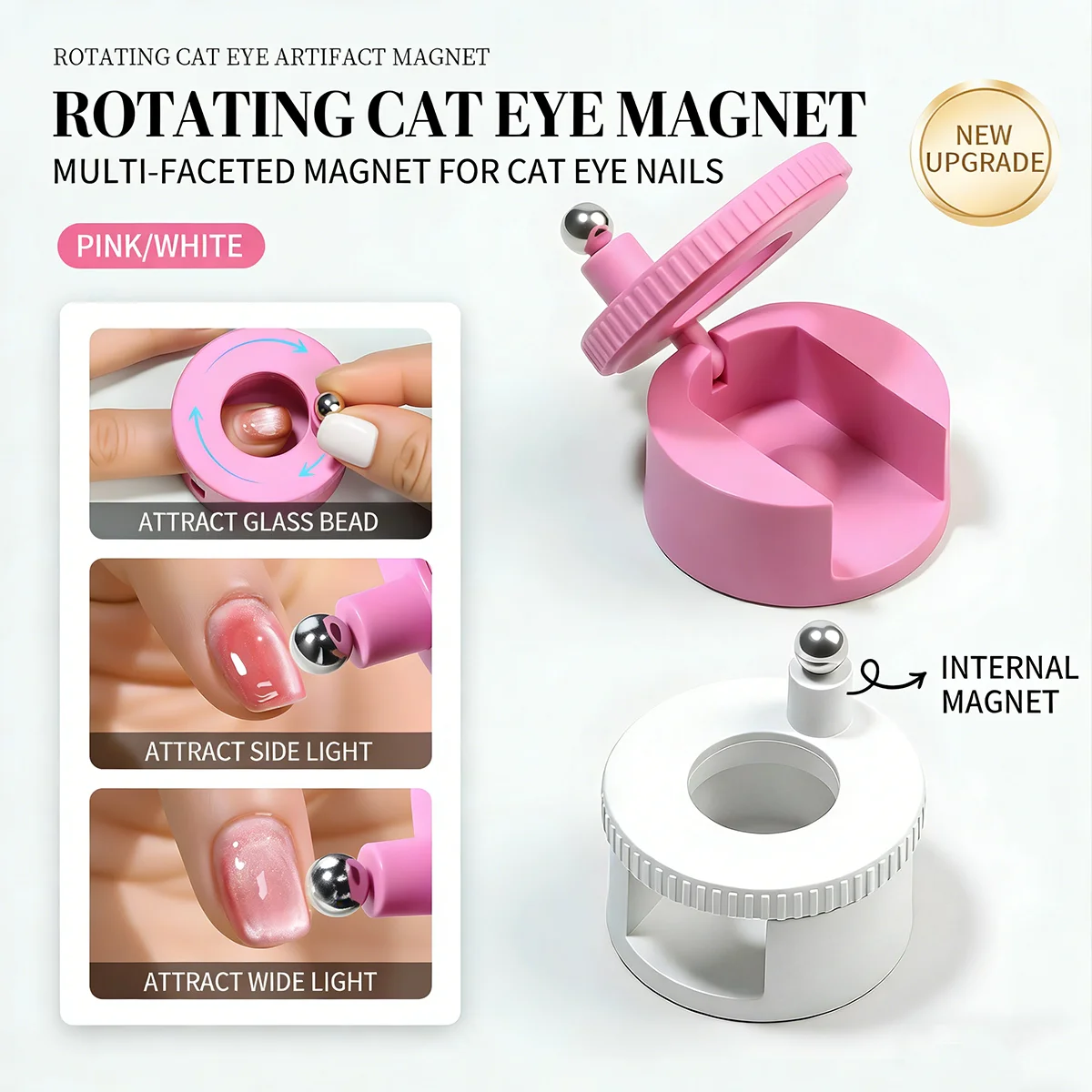 Magnete für Nägel, rotierendes Maniküre-Kunstwerkzeug für Nagelgel, Glasperlen-Effekt, 3D-Nageldesign, magnetischer Stift für Salon, Zuhause, DIY