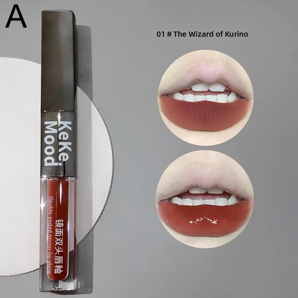 Brilho labial de ponta dupla, brilho labial fosco, sexy, líquido de água, à prova d'água, cosmético duradouro, batom coreano, maquiagem, matiz labial longo c6x9