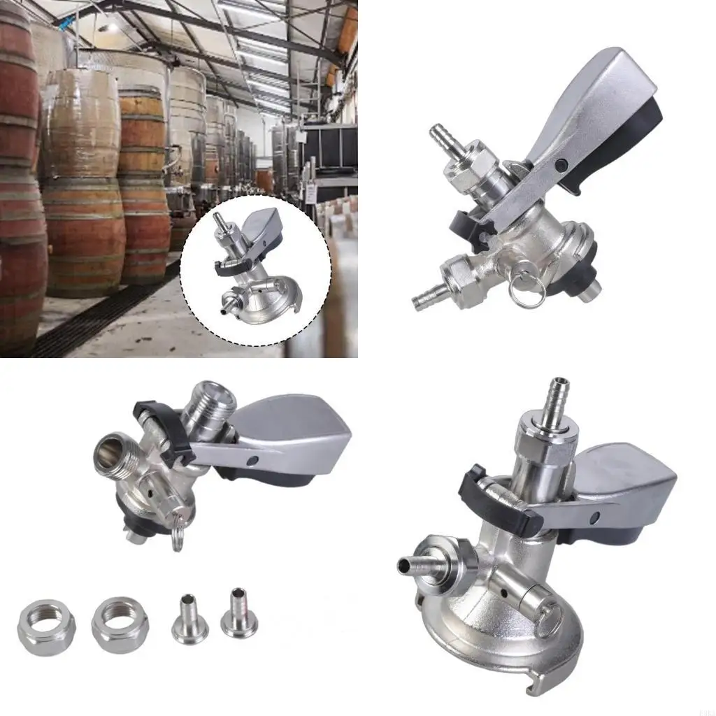   Stainless Steels Beer Kegs Tap Distributor Coupler Draft Beer Kegs Coupler Dispenser with Pressure Relief Valves Easy to Use