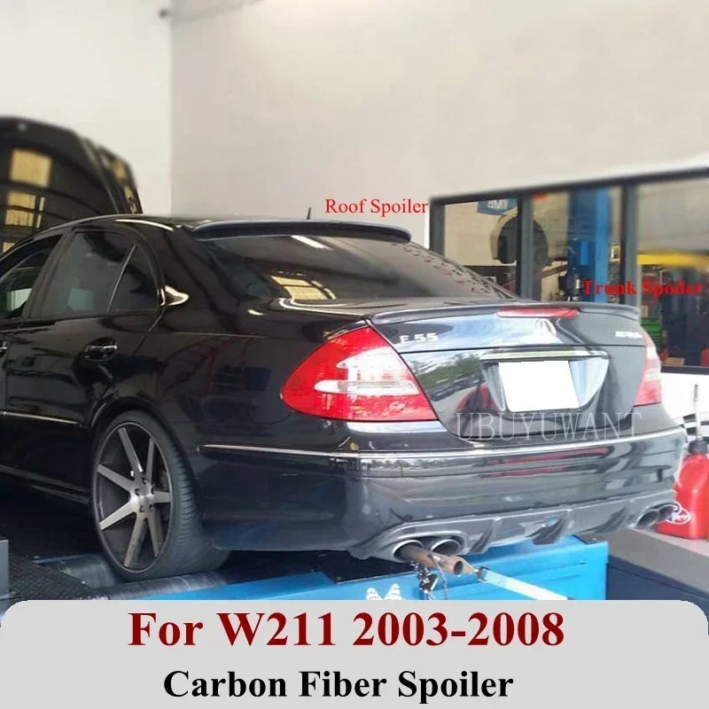 

Задний спойлер из углеродного волокна на крышу для Benz W211 2003-2008 E320L E260L E240 автомобильный спойлер для заднего крыла багажника автомобильный Стайлинг