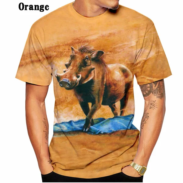 Hot Sale 2022 New Men Animal T Shirt 3D Print Warthog T Shirt Men and Women Funny Tees Tops