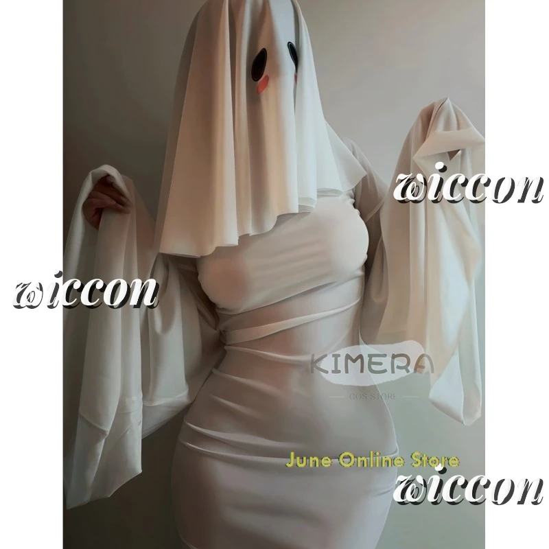 Sexy Cute Female Ghost Cosplay Costume Halloween Scare Face Cape Scream Costume Adult Fancy Dress Halloween Cosplay Costume