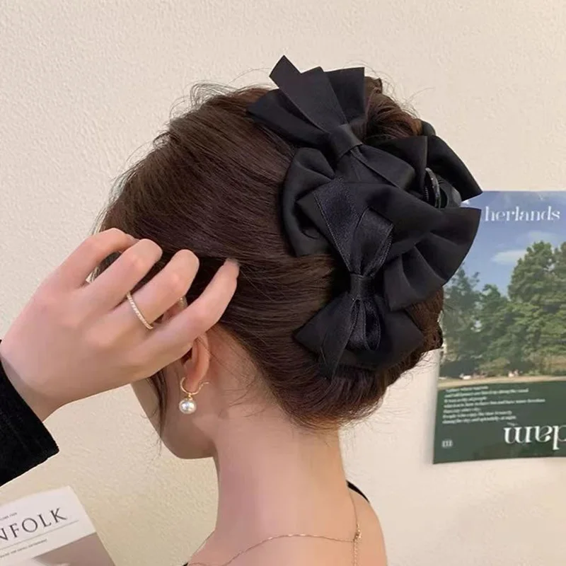 French Bow Hair Clip Large Size Shark Clip Elegant Woman Hair Claws Clips Fashion Girls Hair Accessories Sweet Headwear view 2