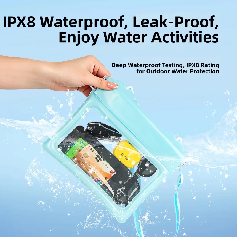 Waterproof Phone Pouch Adjustable Shoulder Strap Floating Crossbody Dry Bag Outdoor Swimming Diving Beach Kayaking Boating