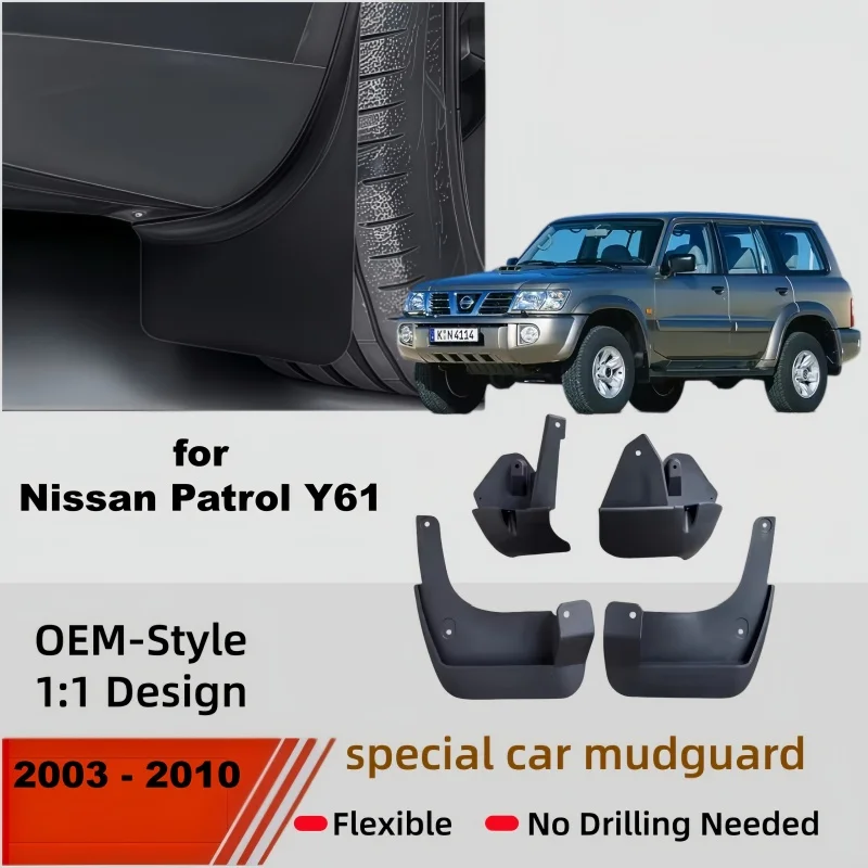 4Pcs Mud Flaps For Nissan Patrol Y61 2003-2010 Front Rear Splash Guards Mudguards Car Accessories