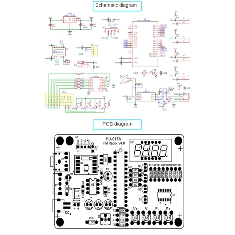 HU-017A RDA5807S Radio Receiver Module Kit FM Electronic DIY Circuits Parts Digital Tube Display 87-108Mhz