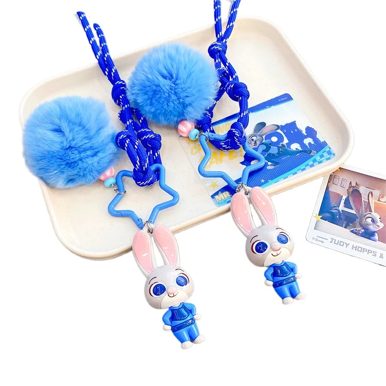 Llavero de moda de la serie colorida de Disney Zootopia: Judy, Nick, Oficial Leopardo, Kawaii, correa para teléfono, colgante para bolso, llavero para coche