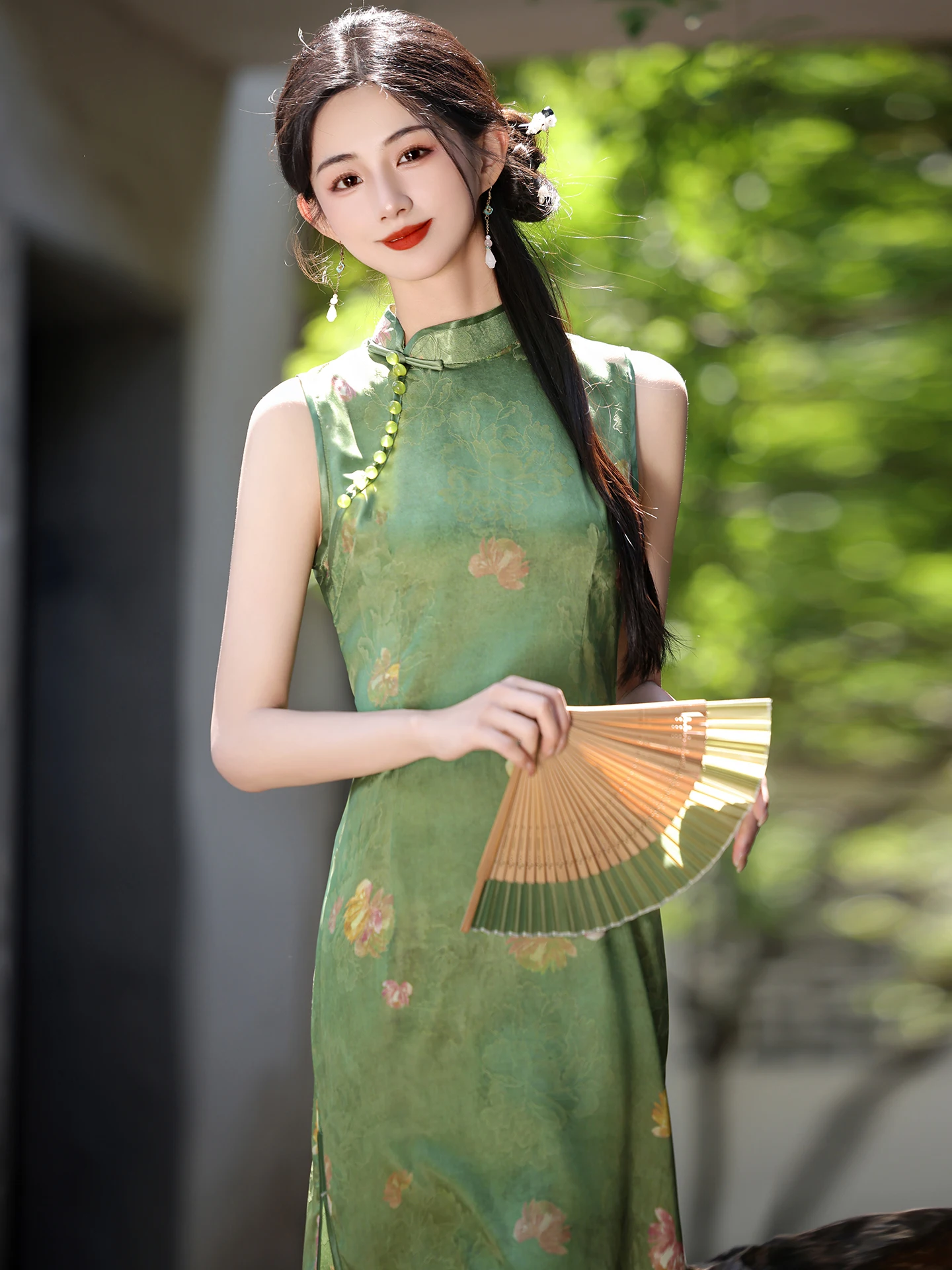 

Новая китайская юбка с двусторонней вышивкой, дышащая, с высоким разрезом, для повседневной носки, из полиэфирного волокна