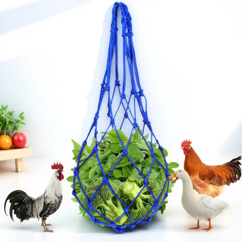 

1pc Livestock Feeding Mesh Bag Durable Braided Rope For Chicken Poultry Food Hanging Feeder Nylon Veggies Holder Animal Feeder