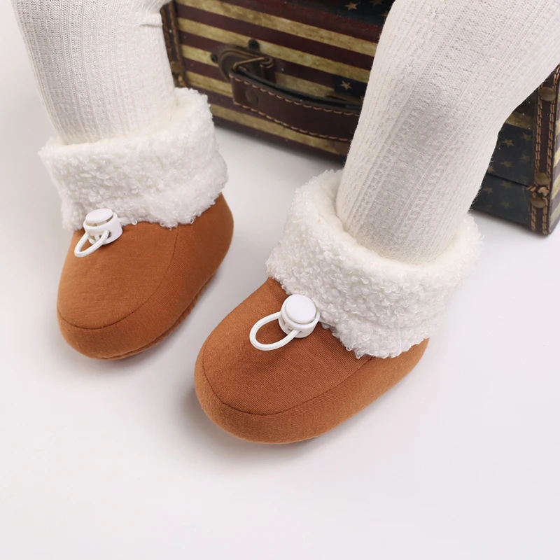 Fashionable Solid Color Comfortable Boots For Boys and Girls Soft and Warm With Plush Boots Suitable For Indoor Walking