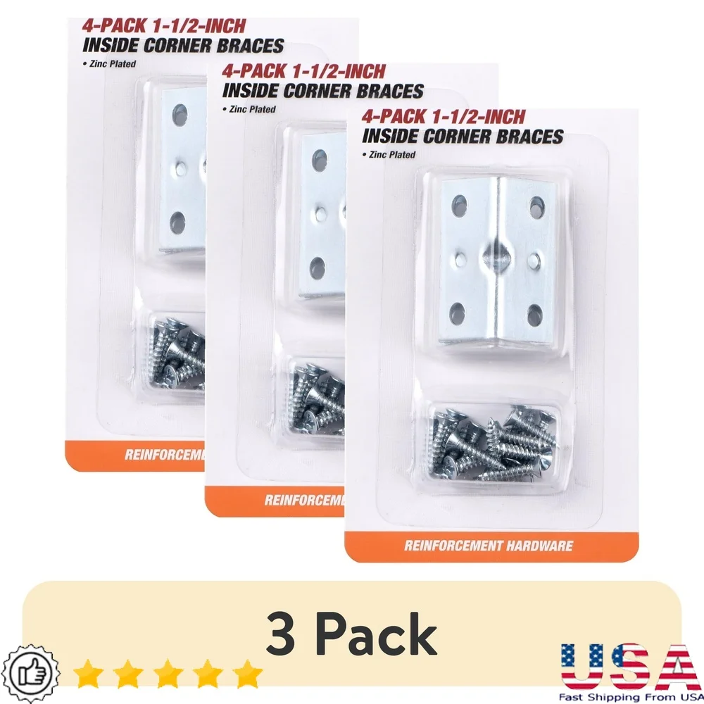 

Внутренняя угловая скоба из оцинкованной стали, 1-1/2 дюйма, прочное монтажное оборудование, деревянная опора для использования в помещении и на открытом воздухе