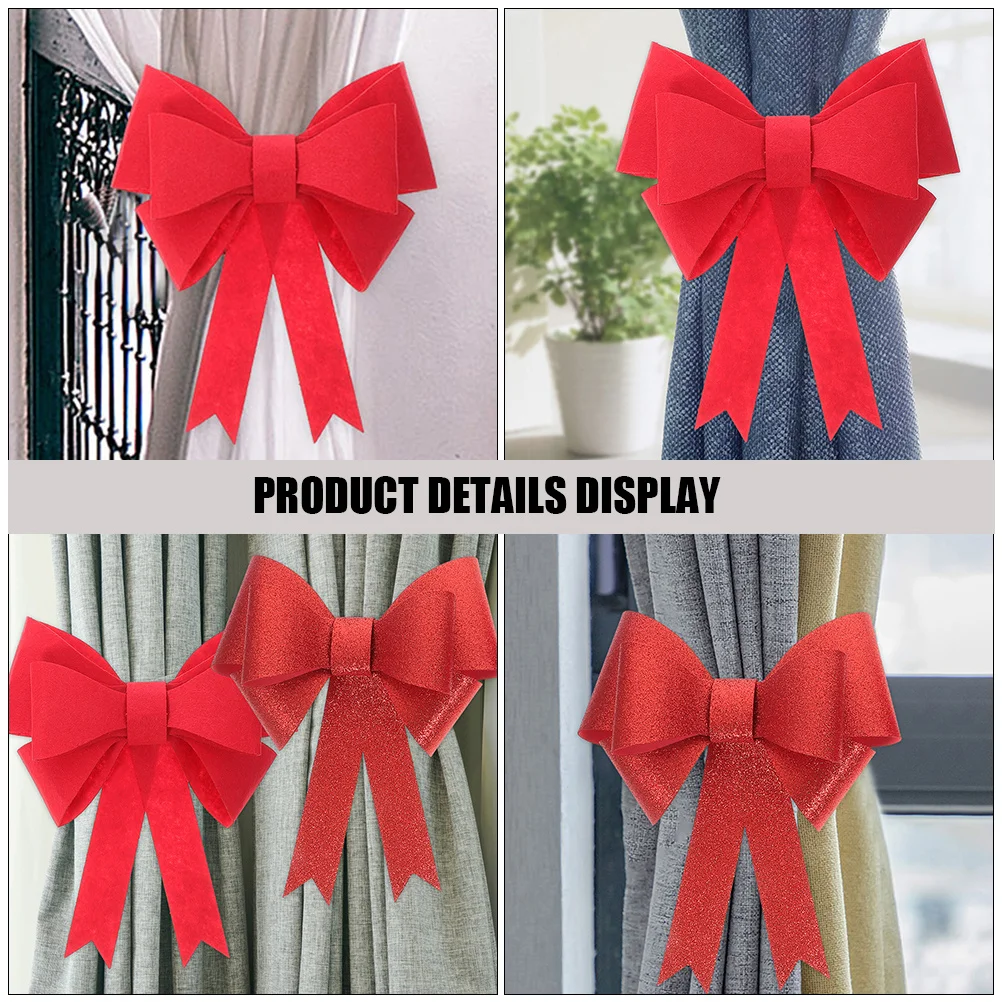 

4Pcs Curtain Tiebacks Bow Curtain Strap Red Bowknot Wedding Room Decor Photo Prop Large Romantic Wedding Gift Large Red Bow