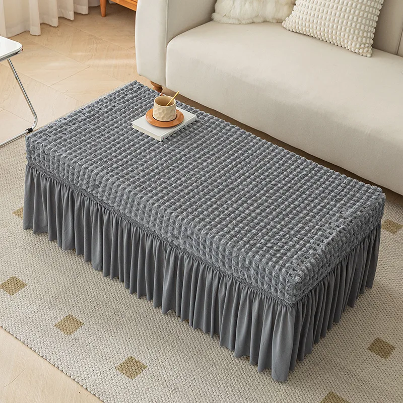 Coffee Table Set Seersucker Elastic Table Cover All-inclusive Table Cover Lace Dining Table Cover