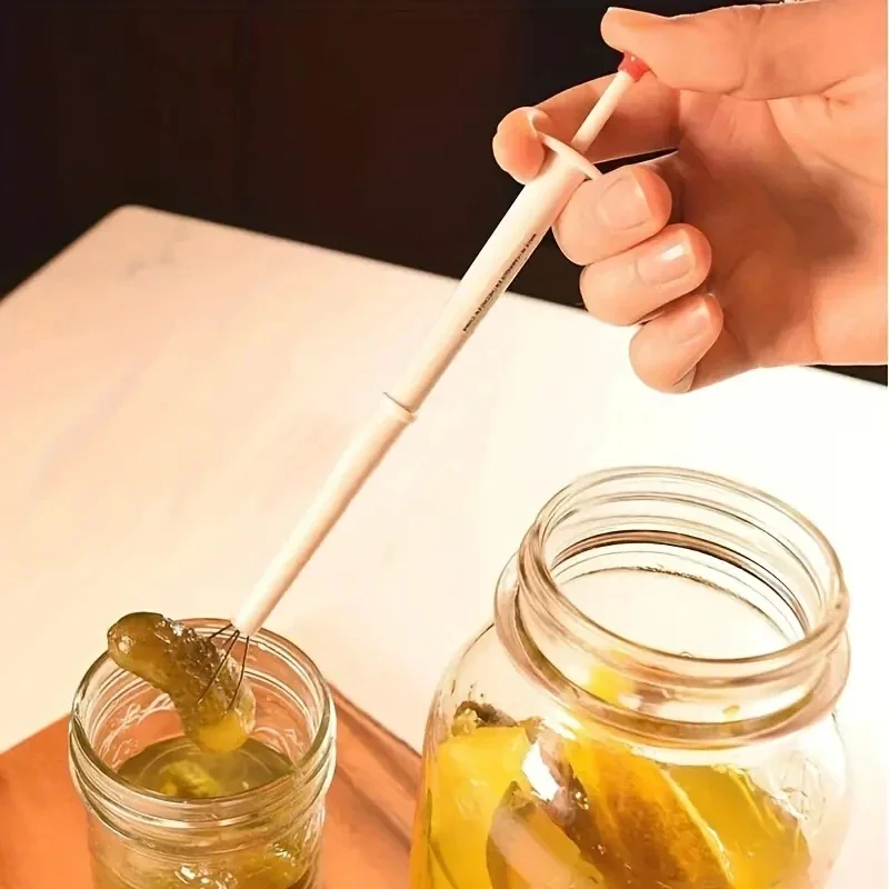 Plastic Pickle Clipper Tool - No Mess Pickle Picker W/ Non-Slip Grip for Jar Pickles, Olives, Kitchen Gadget Dishwasher Safe