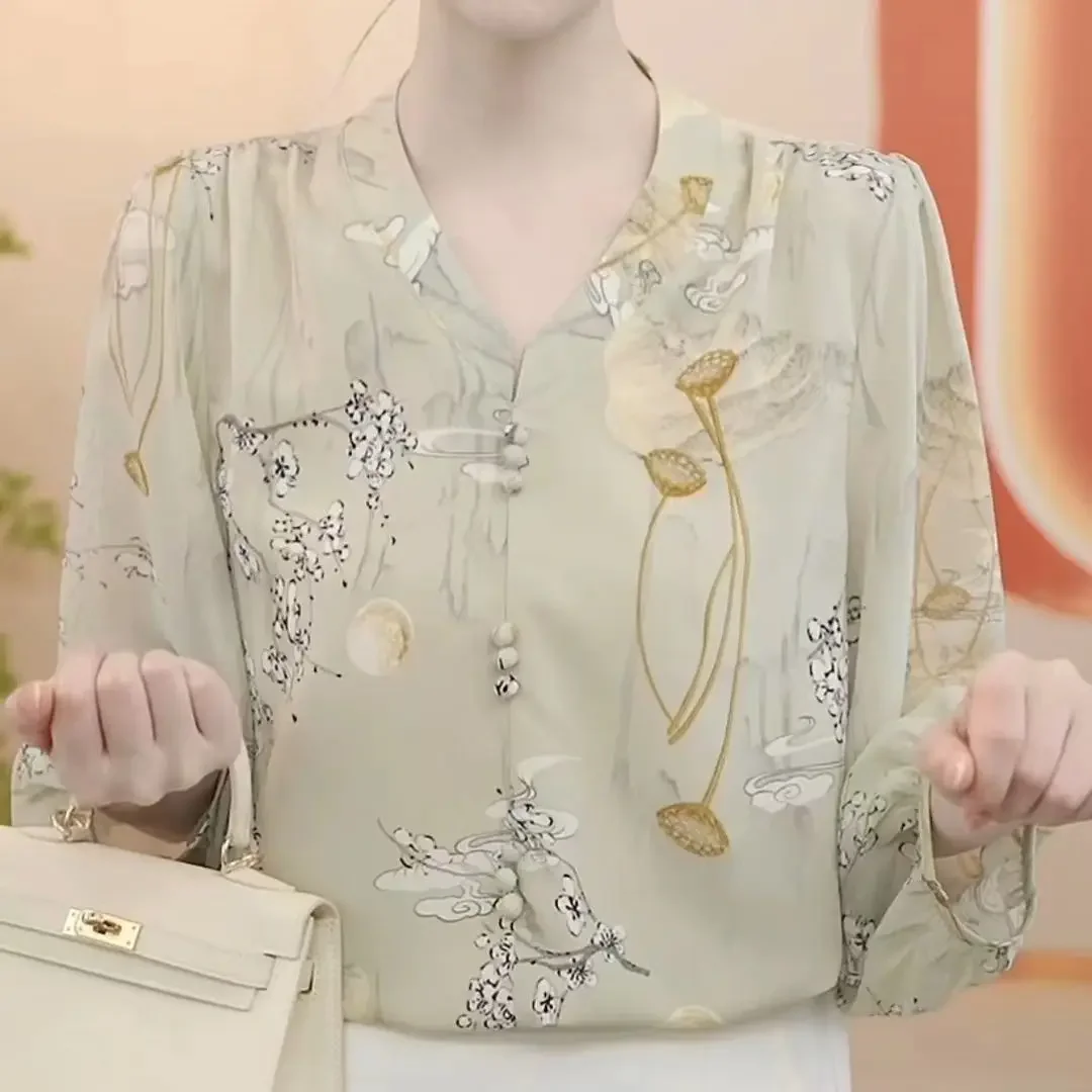 

Рубашка для мамы с высококачественной семиточечной рубашкой для снижения возраста, модный свободный топ, новый китайский стиль