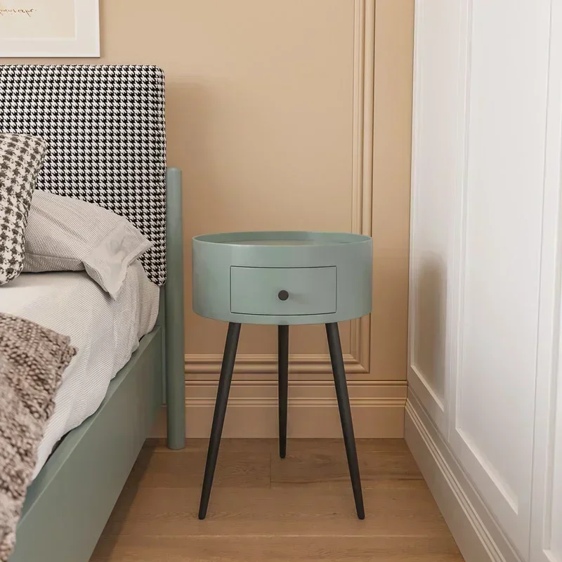 Versatile Circular Nightstands: Minimalist Modern Bedroom Easy Install Black Walnut Bedside Table Space-Saving Design image 3