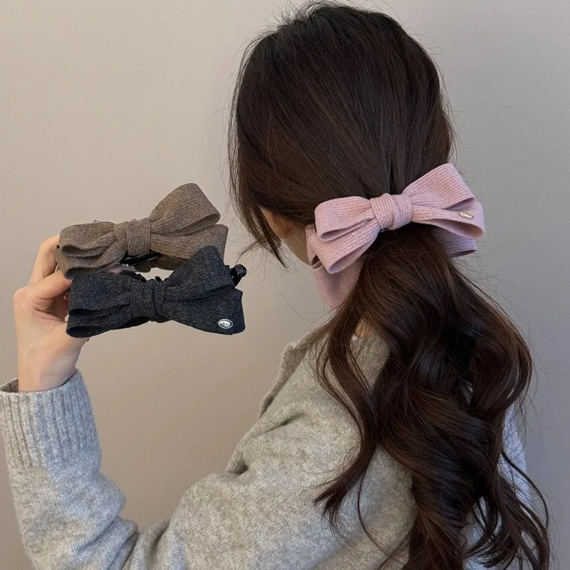 1Pcs Knitted Bow Grip Clip Simple Solid Color Disc Hair Clip Secure Versatile Headwear Commuter/Daily Styling Hair Accessories
